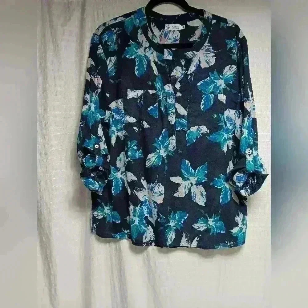 Carve Designs 💯 ORGANIC cotton Long Sleeve V neck Pull over. Ladies Size L